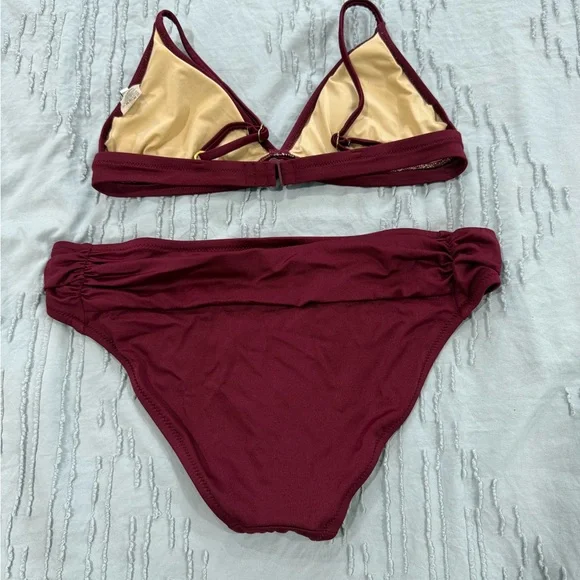 JCREW Women's Burgundy Bikini Set Small - Picture 2 of 10